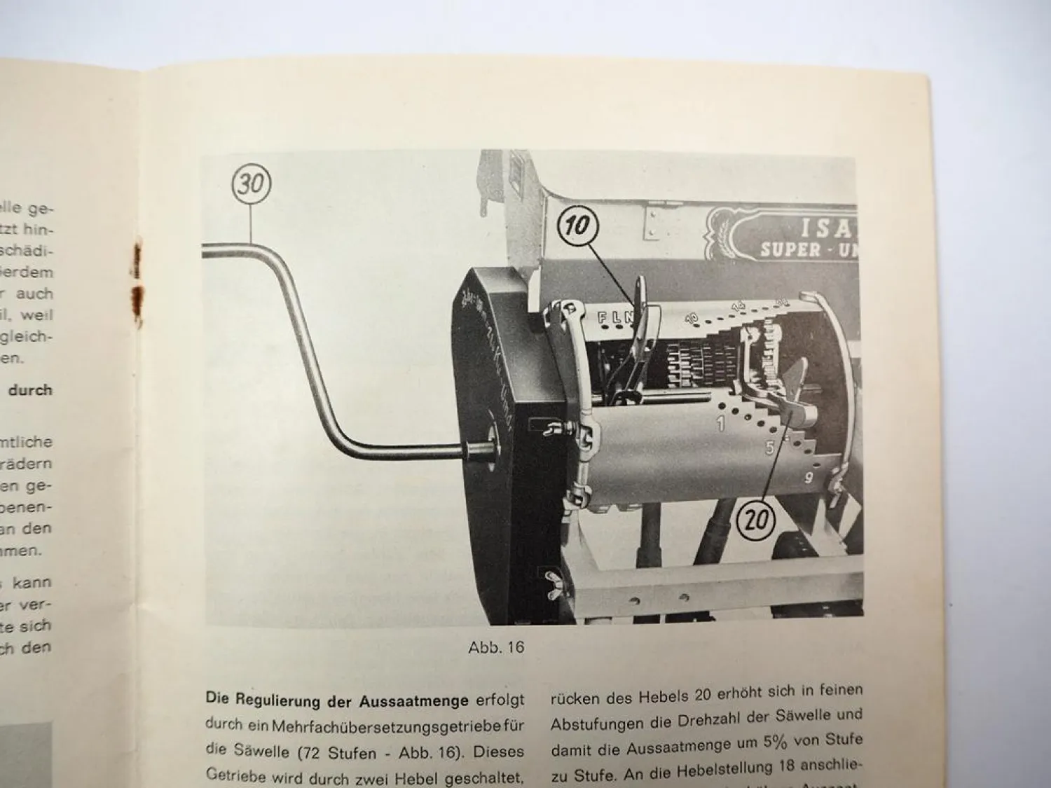Isaria Super Universal Drillmaschine Betriebsanleitung Sätabelle 2,25m 1962