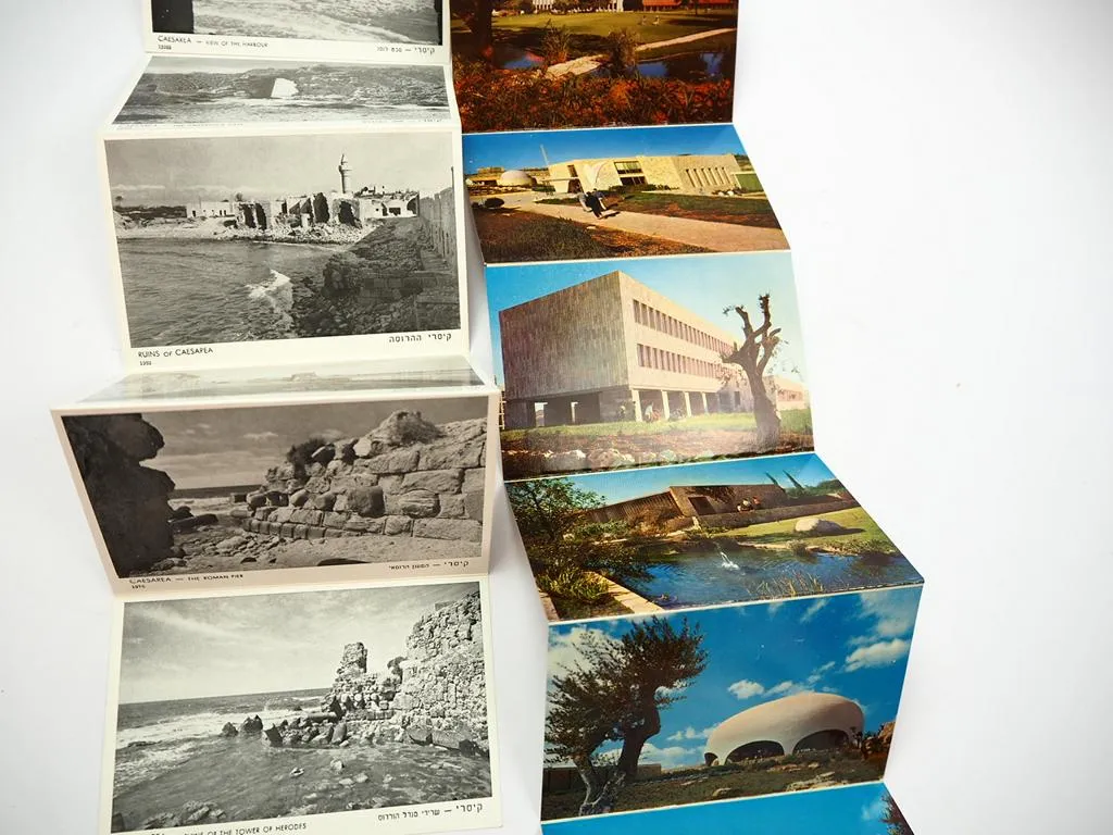 Israel 3 Leporello Postkarten Hebrew University of Jerusalem & Caesarea