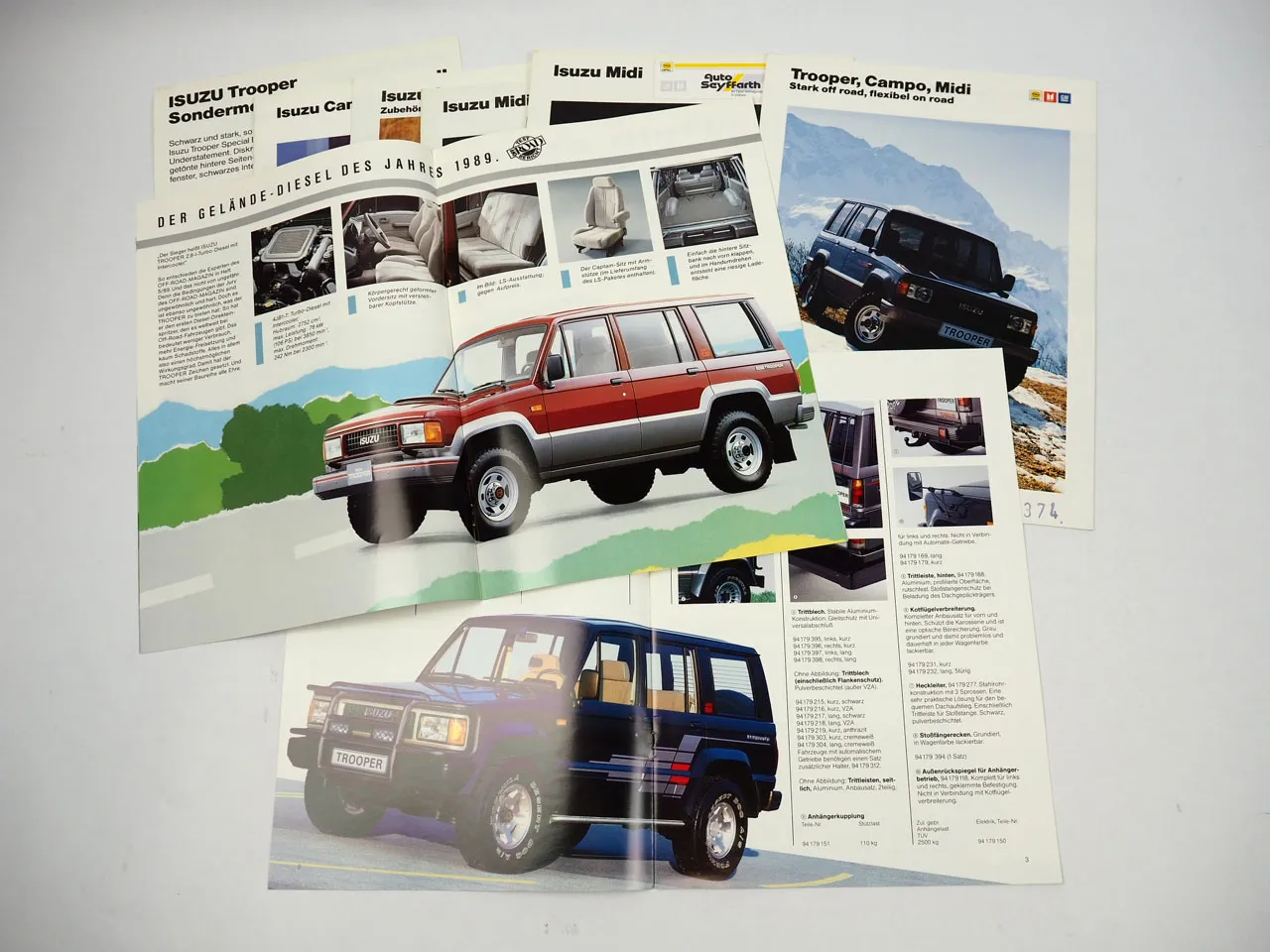 Isuzu Trooper Campo Midi Gesamtprogramm Zubehör 8x Prospekt 1990er Jahre