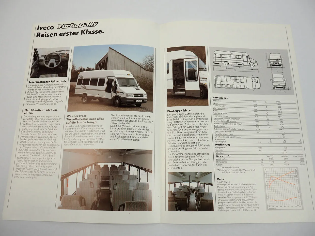 Iveco A45.10 TurboDaily Linienbus Kleinbus 4,65 t 19 Sitze Prospekt 1980er Jahre