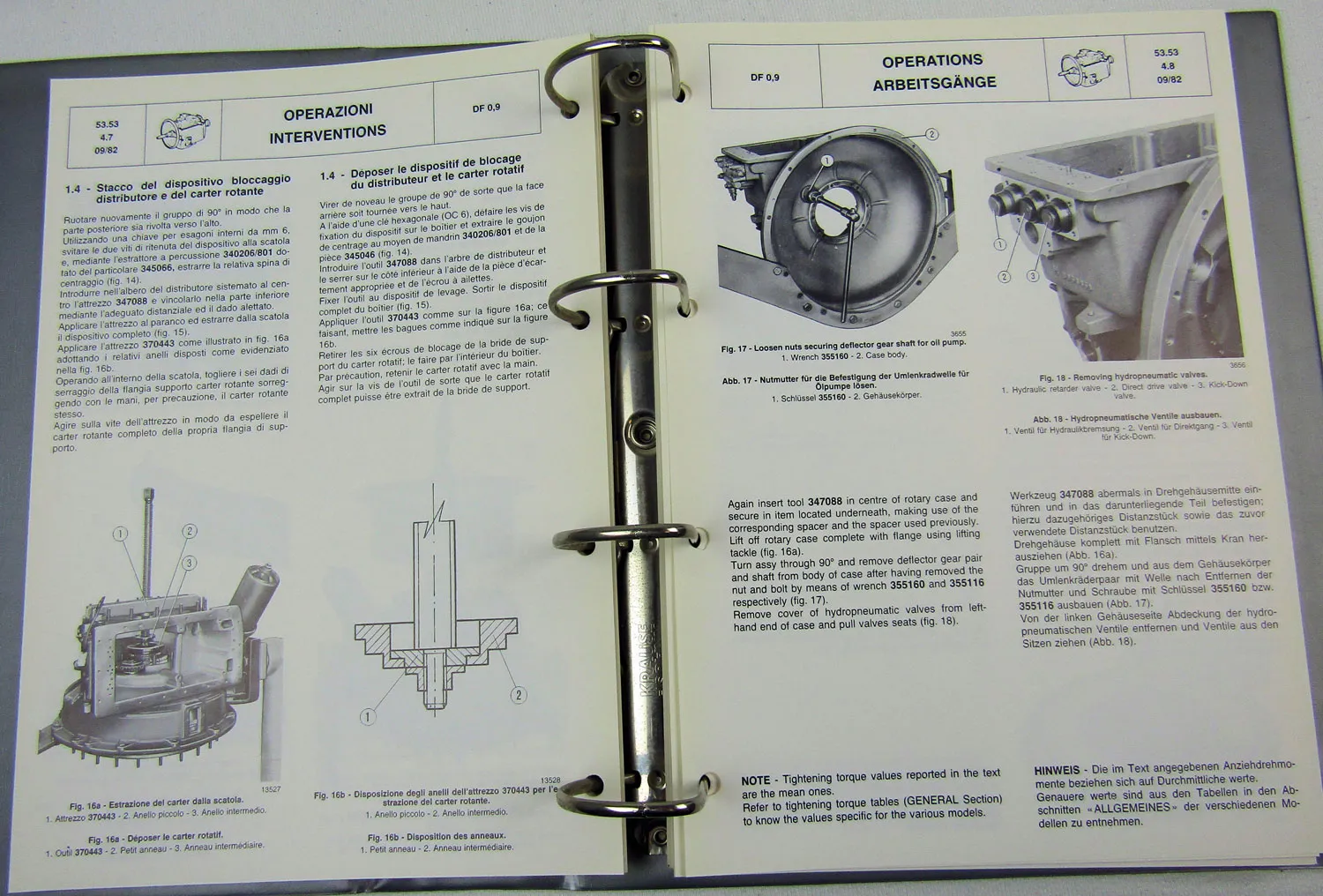 Iveco DF0,9 Drehmomentwandler Werkstatthandbuch Reparaturanleitung 1982/83