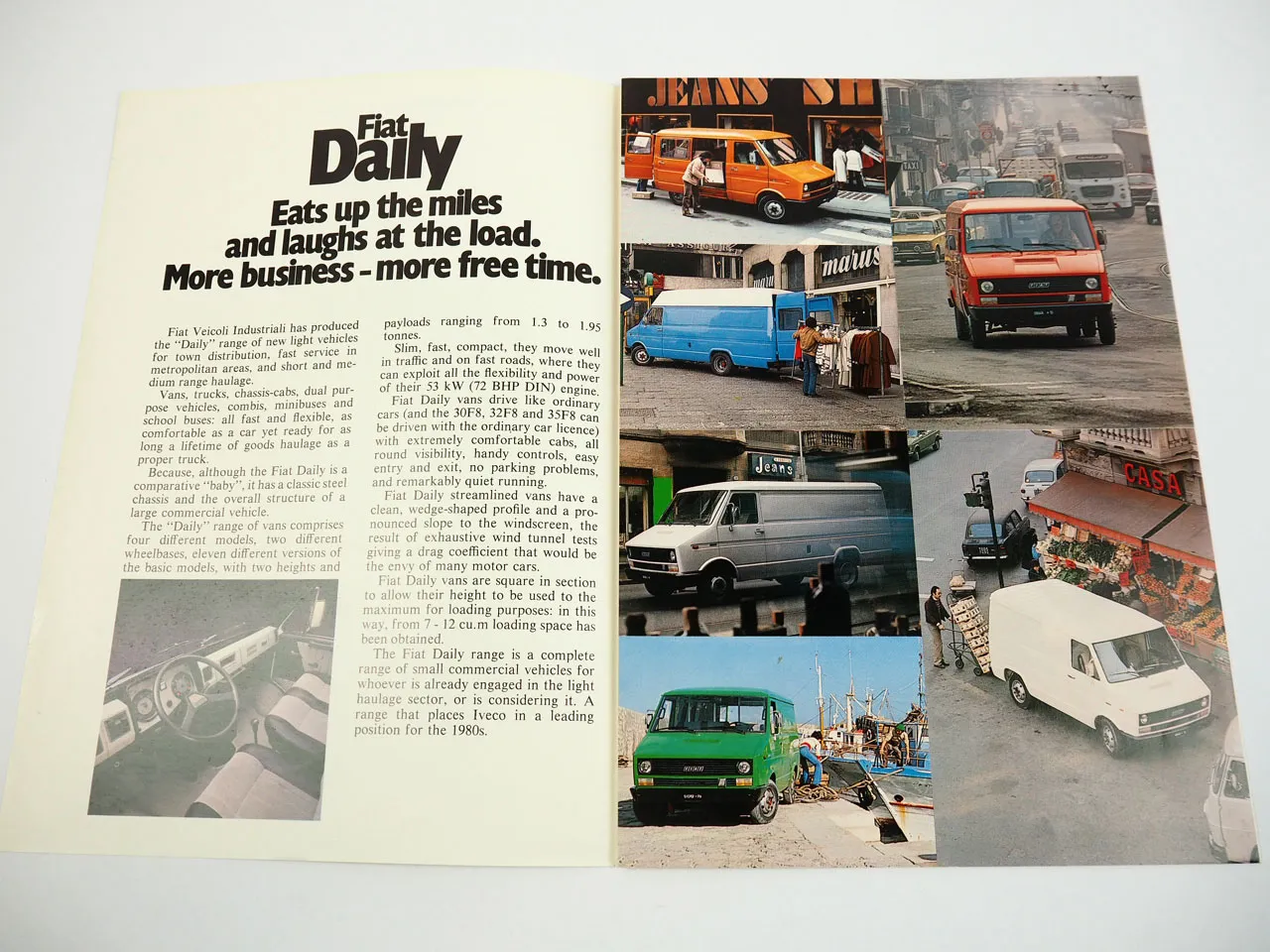 Iveco Fiat Daily 30.8 32.8 35.8 40.8 Van Prospekt Brochure 1970er Jahre in engl.