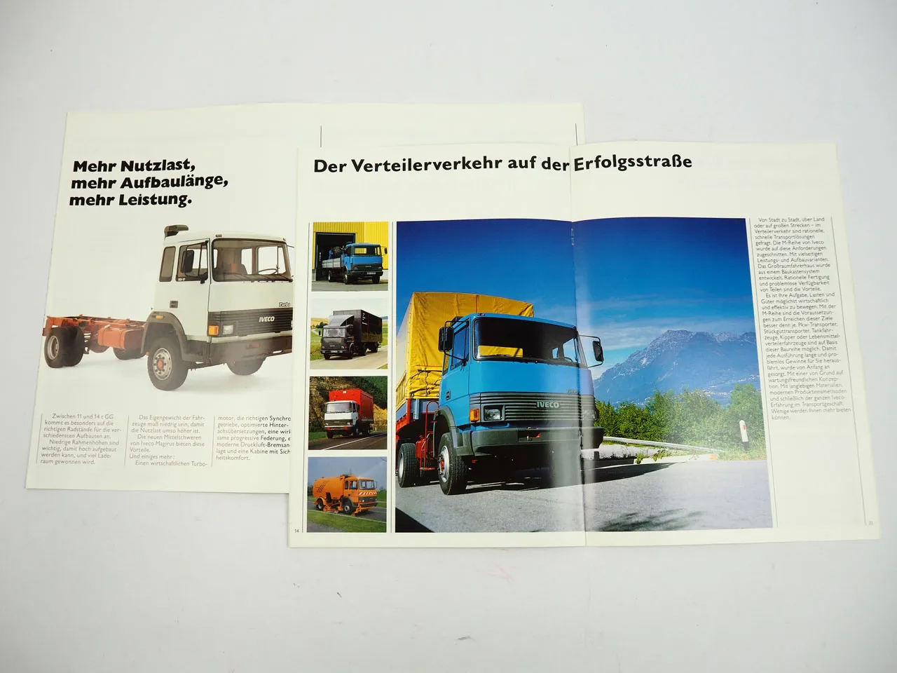 Iveco Magirus M Reihe 10,9 bis 17 t LKW 2x Prospekt 1984/88