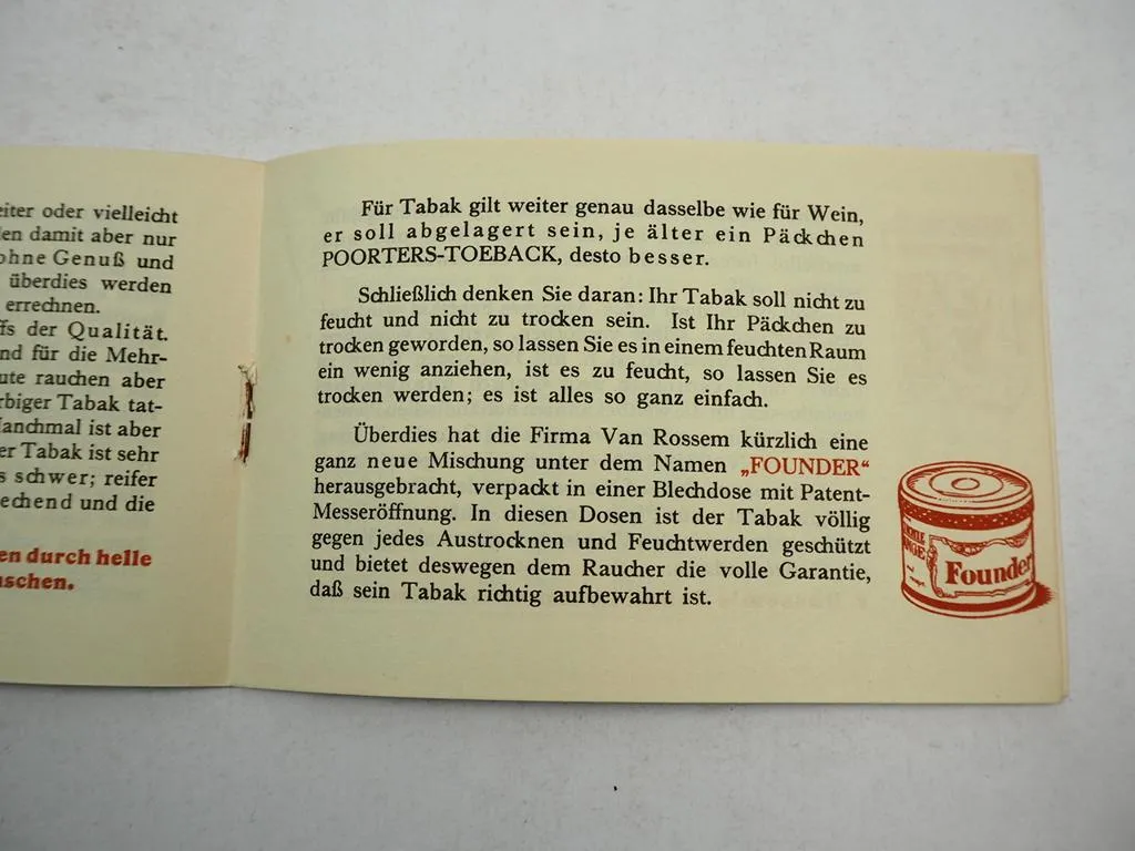 J. & A. C. van Rossem Tabak Fabrik Rotterdam Broschüre & Preisliste 1932