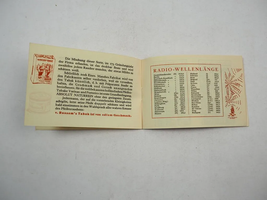 J. & A. C. van Rossem Tabak Fabrik Rotterdam Broschüre & Preisliste 1932