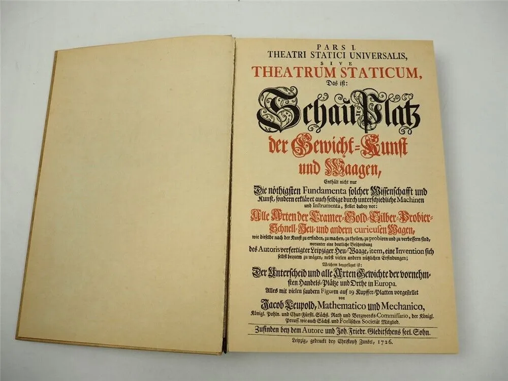 Jacob Leupold Gewichtskunst und Waagen 1726 Faksimile Edition libri rari 1982