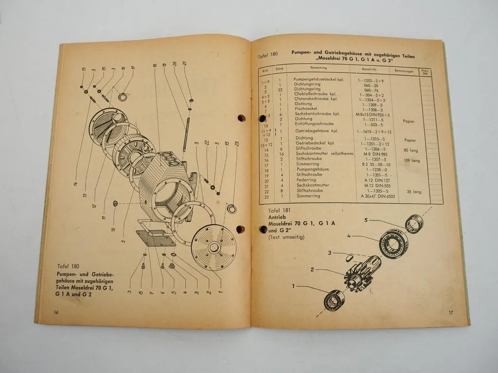 Jacoby Moseldrei 70 G1 G2 Spritzpumpen Bedienungsanleitung Ersatzteilliste 1966