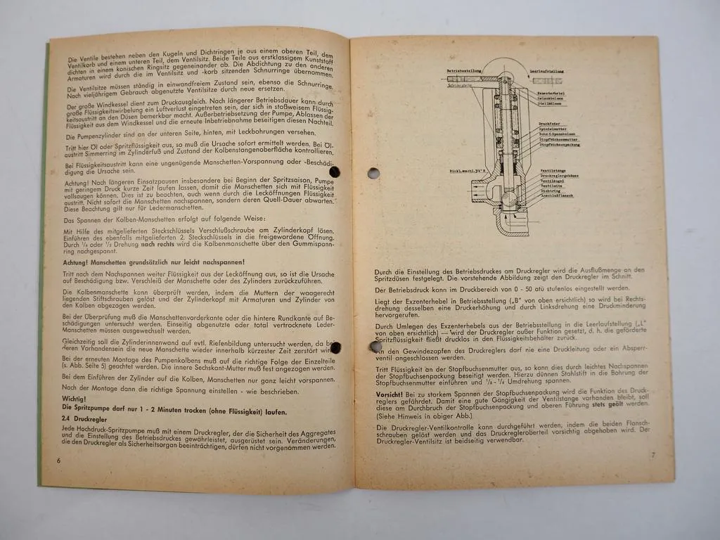 Jacoby Moselzwei 50 G GA Spritzpumpen Bedienungsanleitung Ersatzteilliste 1966
