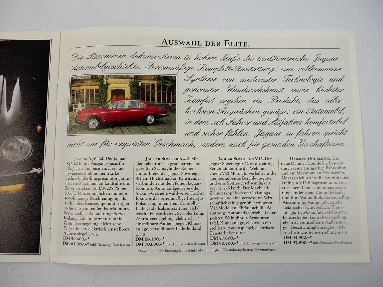 Jaguar XJ6 XJS XJSC Sovereign Daimler Double Six Prospekt 1986