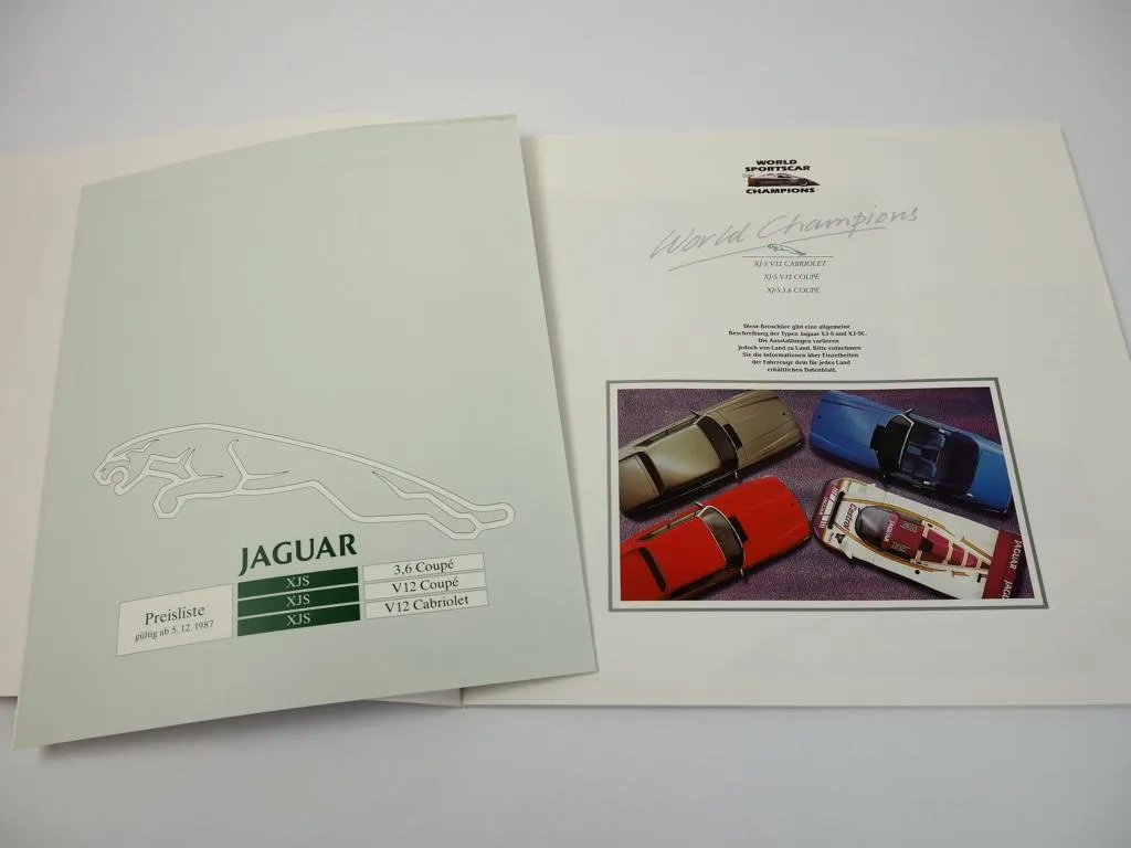 Jaguar XJS 3.6 V12 Coupe Cabriolet Prospekt 28 Seiten mit Preisliste Stand 1998