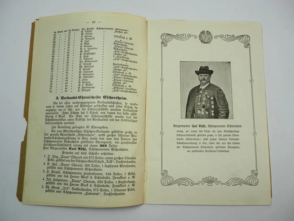 Jahresbericht des Mitteldeutschen Schützen Verbandes 1906 Sitz Frankfurt Main