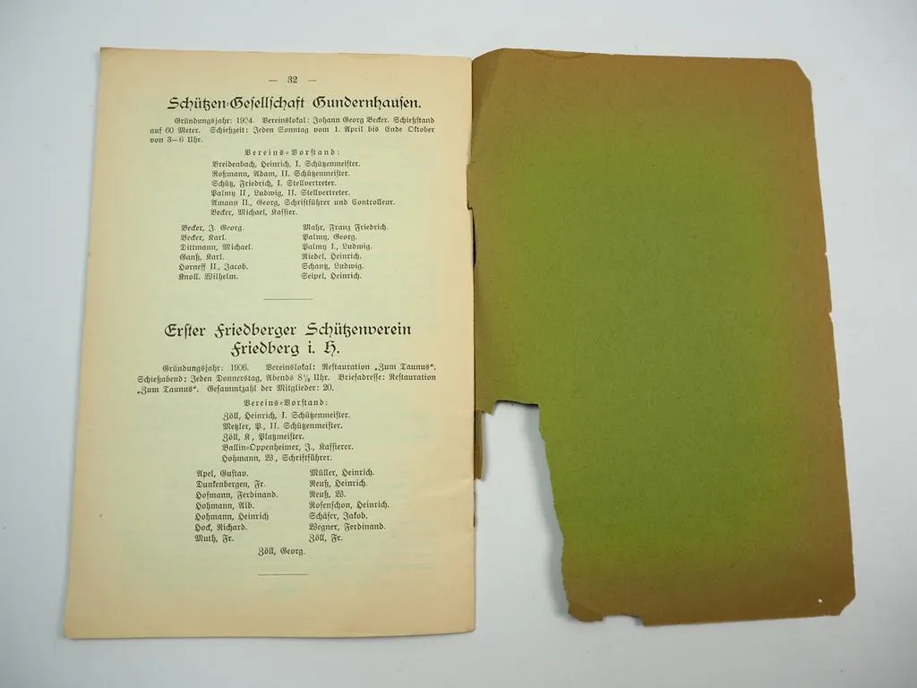 Jahresbericht des Mitteldeutschen Schützen Verbandes 1906 Sitz Frankfurt Main