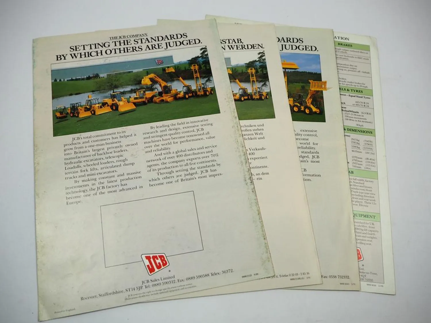 JCB 525 Loadall Fastrac High Mobility Vehicle 4x Brochure Prospekt 1989/91