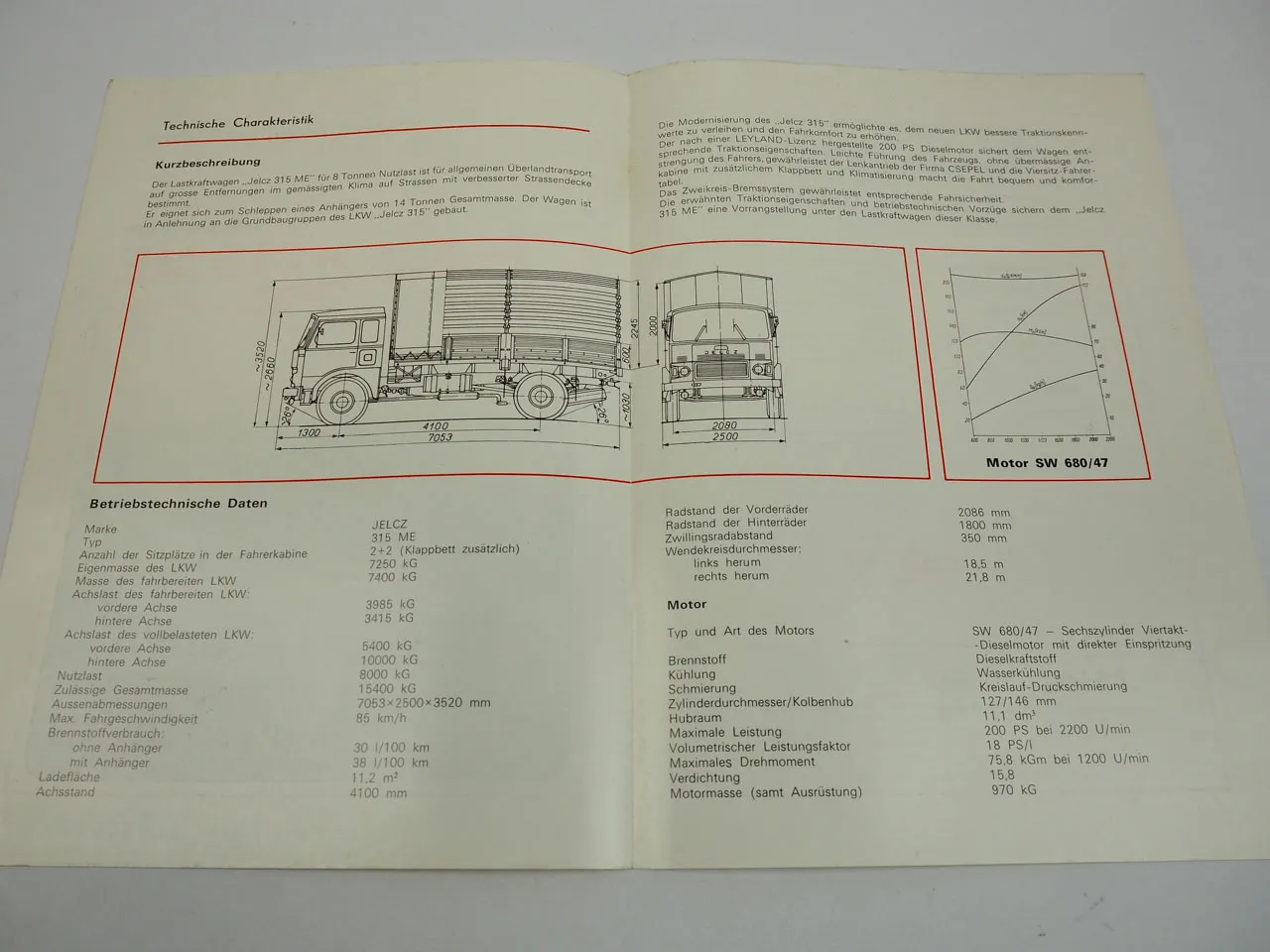 Jelcz 315ME LKW Lastkraftwagen Prospekt 1972