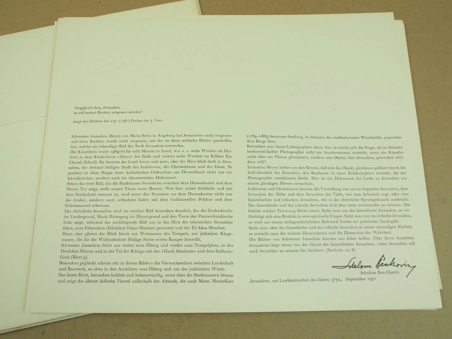 Jerusalemer Skizzen von Immolata Meyen 1971 Ben-Chorin und Düsing