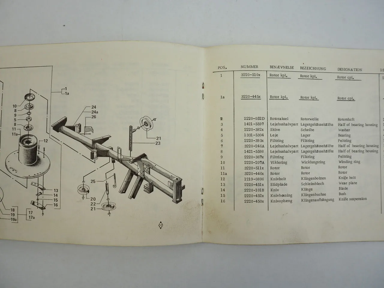 JF CM152 CM165 Rotormäher Drum Mower Ersatzteilliste Spare Parts List 1976
