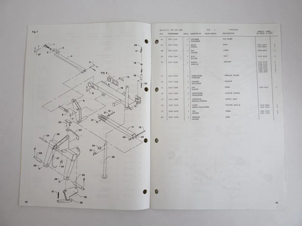 JF CM1650 MKII Rotormäher Ersatzteilkatalog Spare Parts Book 1997