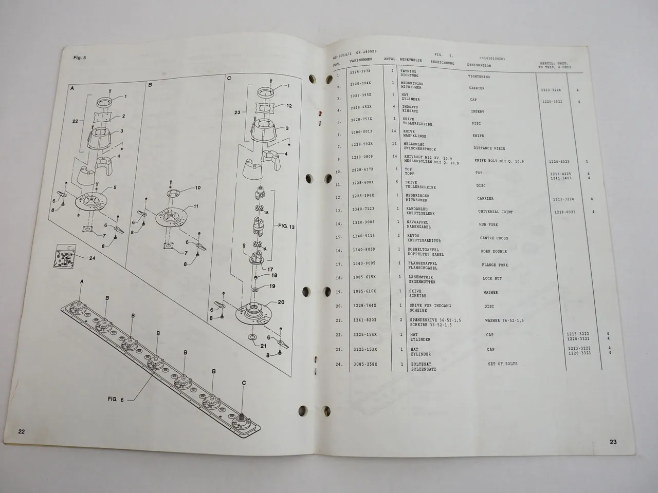 JF GX2800SB Scheibenmäher Disc Mower Ersatzteilkatalog Spare Parts Book 1998