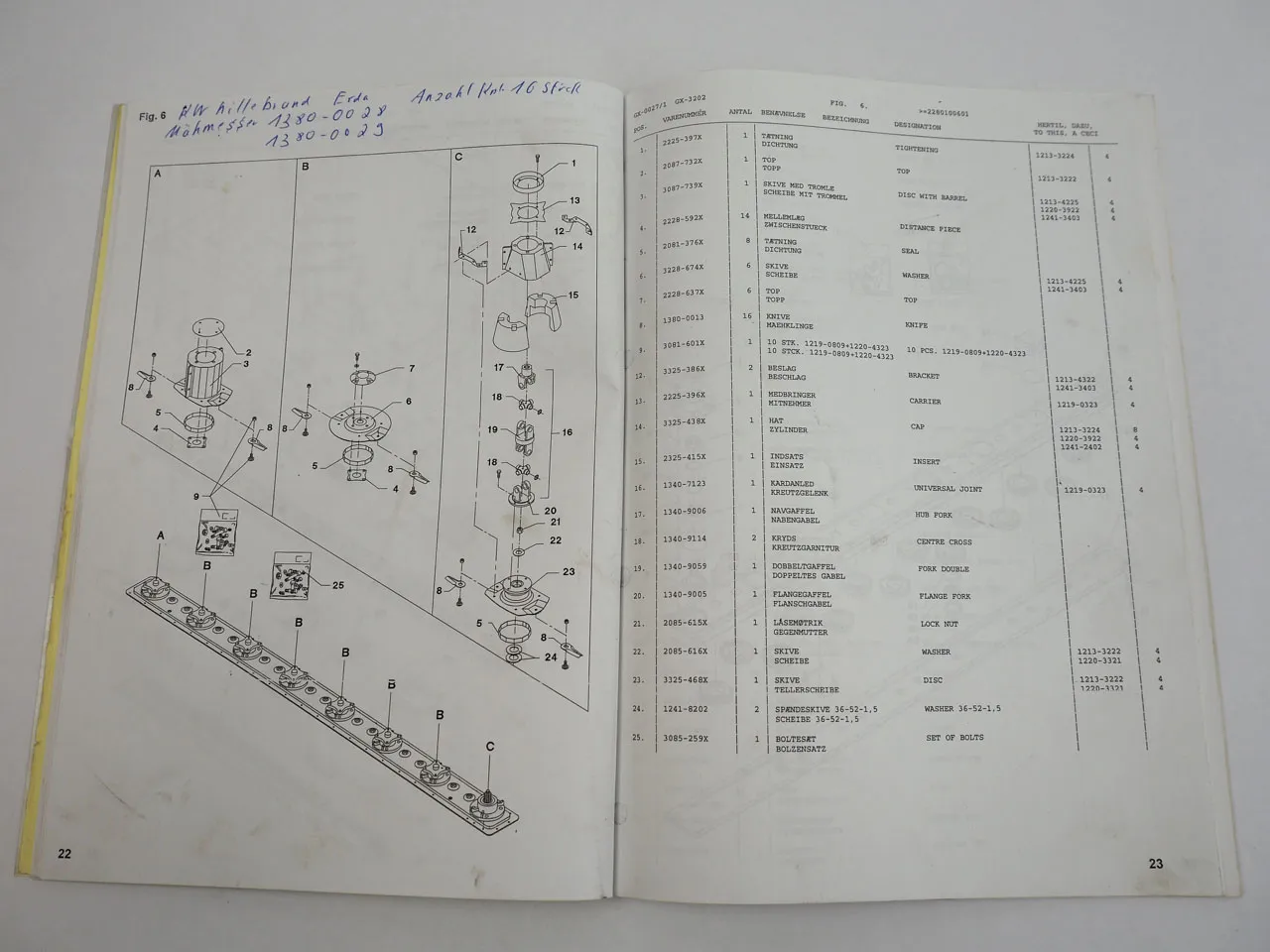 JF GX3202 Scheibenmäher Disc Mower Ersatzteilkatalog Spare Parts Book 2002