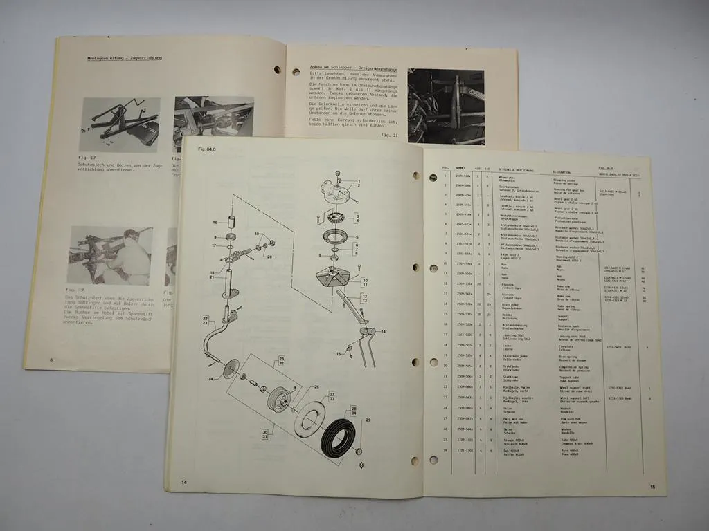 JF RV 410 510 720 Kreisel Zettwender Betriebsanleitung Ersatzteilliste 1985/86