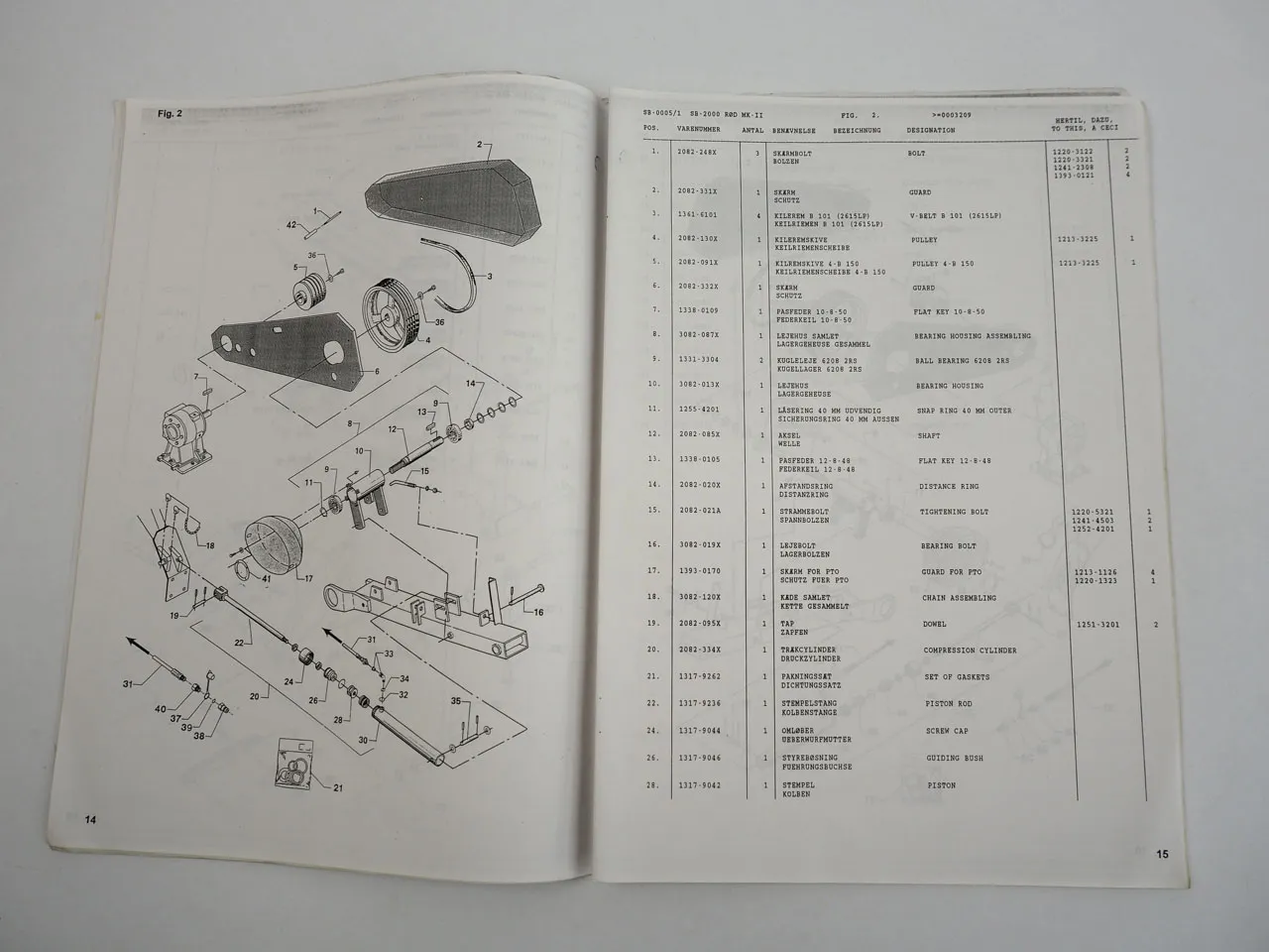 JF SB2000 MKII Scheibenmäher Disc Mower Ersatzteilkatalog Spare Parts Book 1997