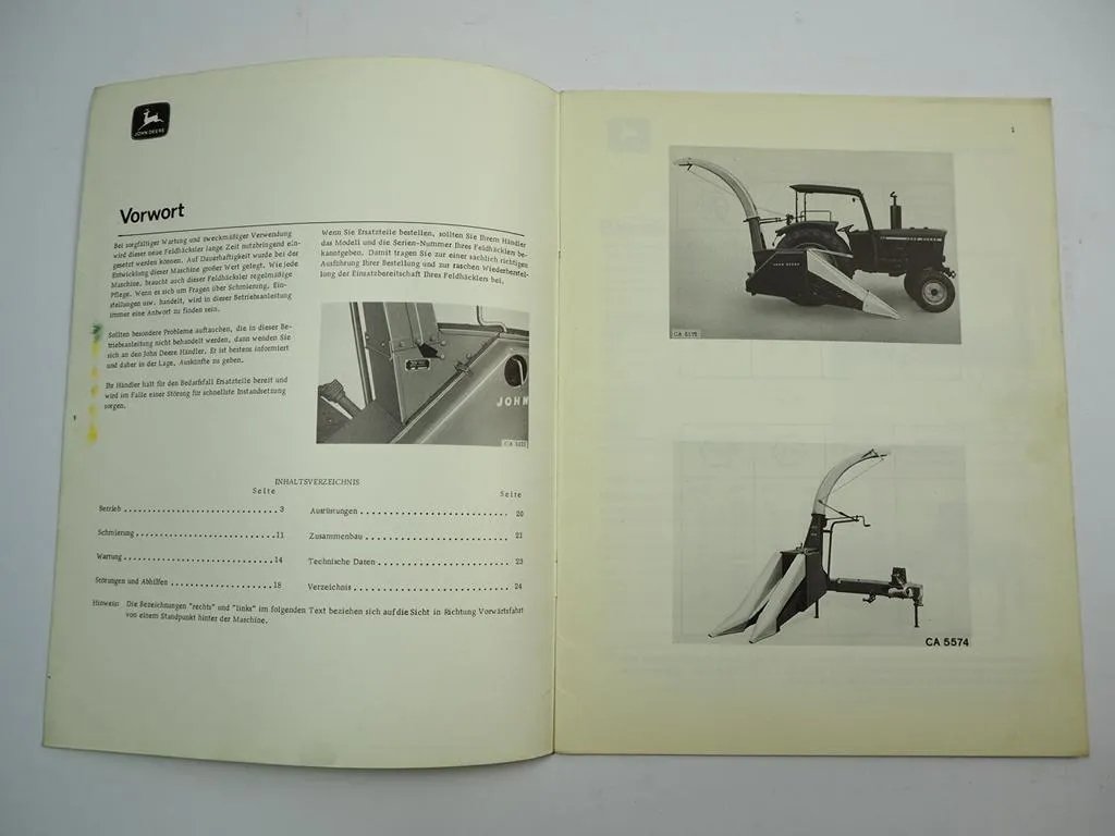 John Deere 25 Trommel Feldhäcksler Betriebsanleitung Bedienung Wartung