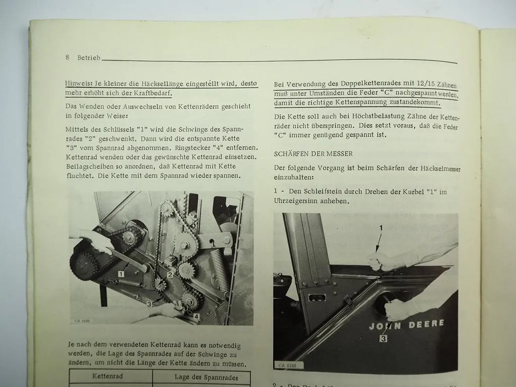 John Deere 25 Trommel Feldhäcksler Betriebsanleitung Bedienungsanleitung