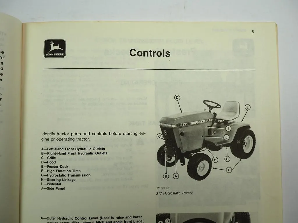 John Deere 317 Hydrostatic Tractor Rasentraktor Operators Manual Bedienung