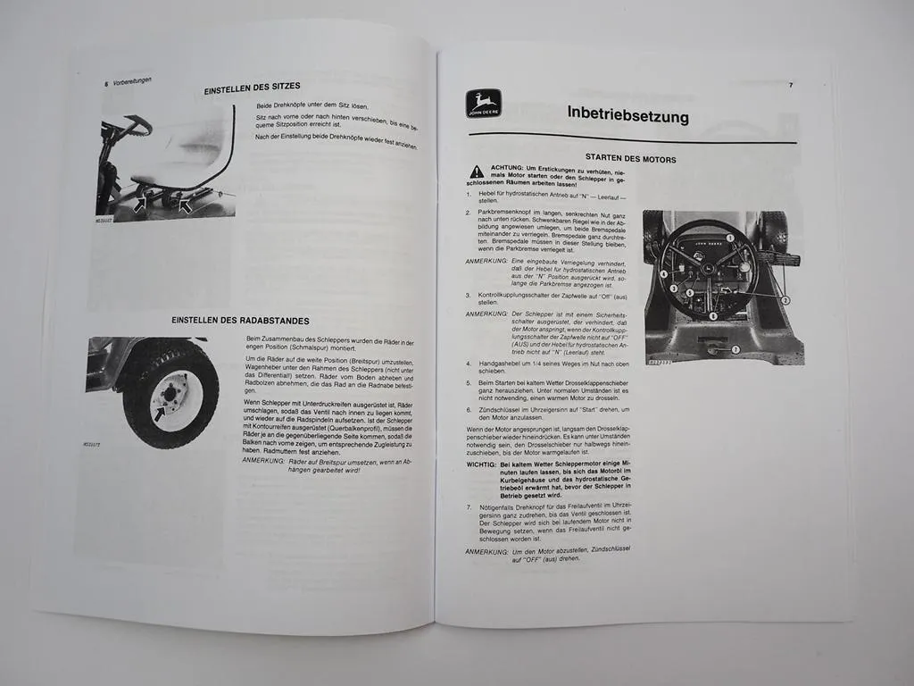John Deere 317 Kleinschlepper mit hydrostatischem Antrieb Betriebsanleitung