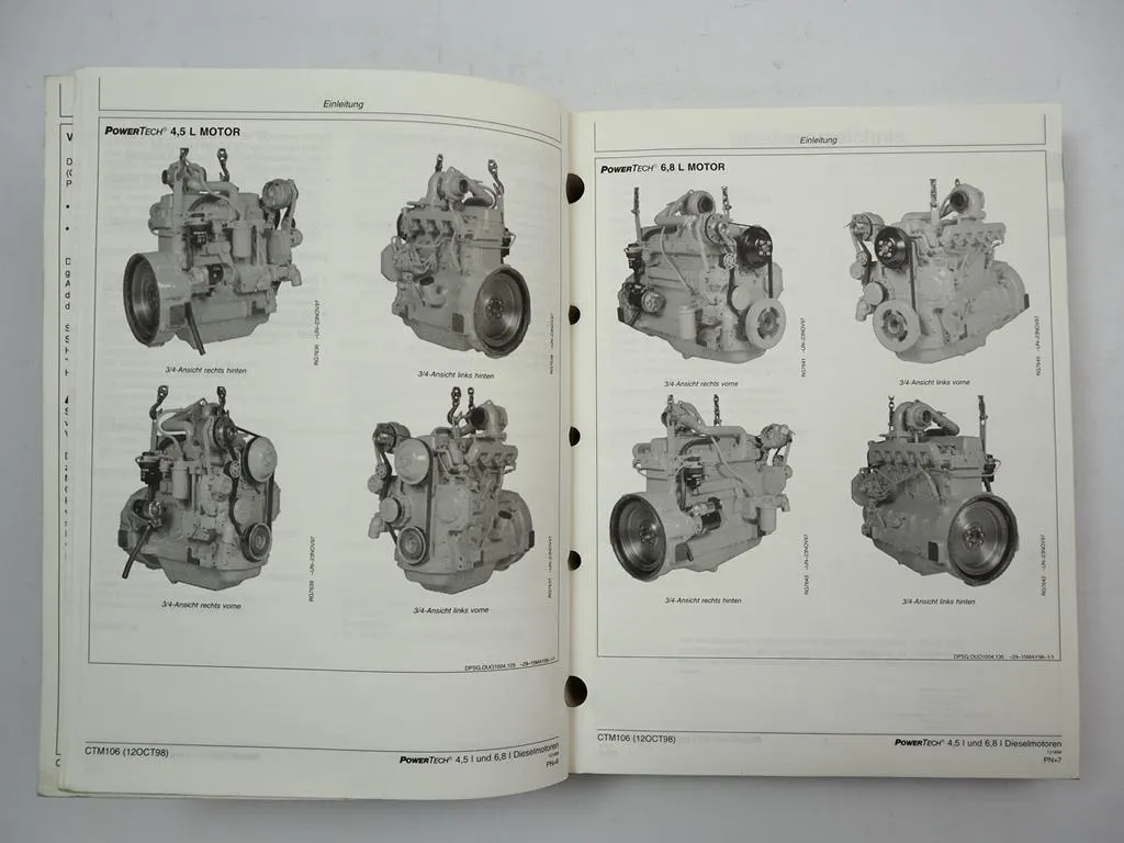 John Deere 4045 6068 Powertech Dieselmotor 4,5l 6,8l Werkstatthandbuch 1998