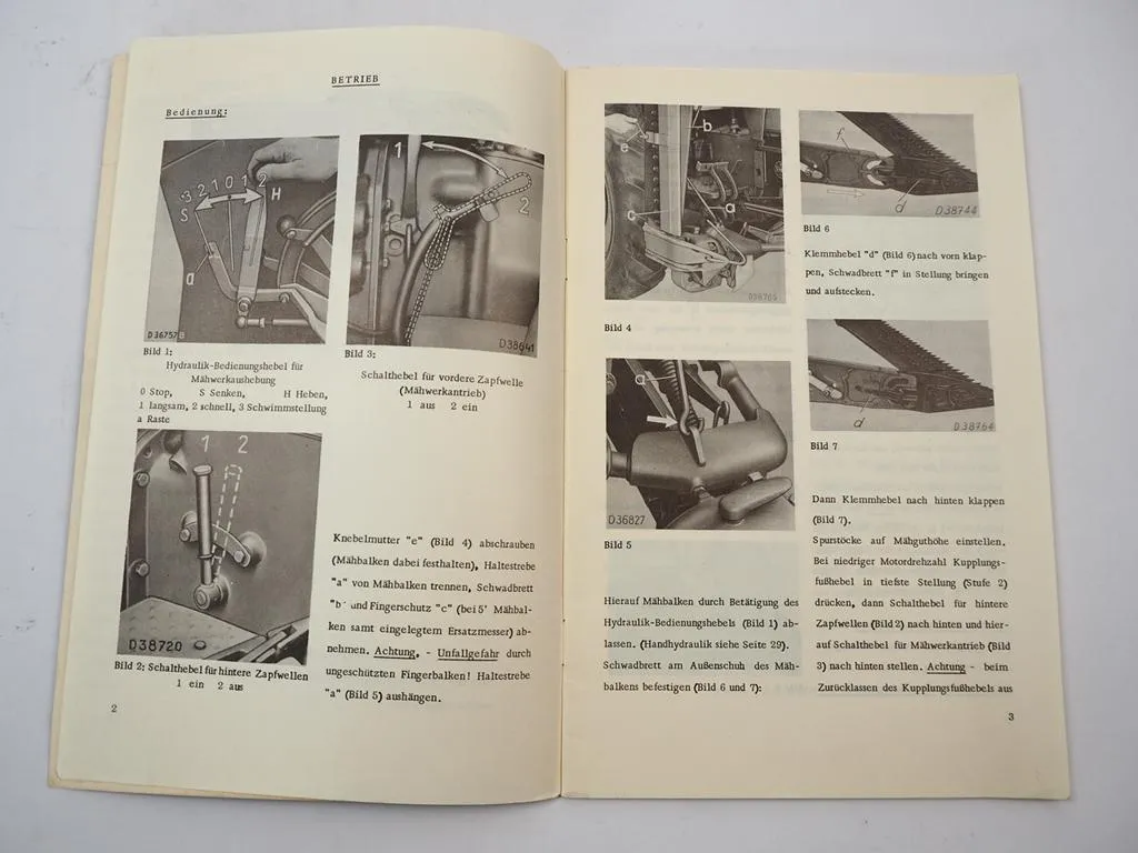 John Deere 45 Mähwerk für Schlepper 310 510 710 Betriebsanleitung 1960er Jahre