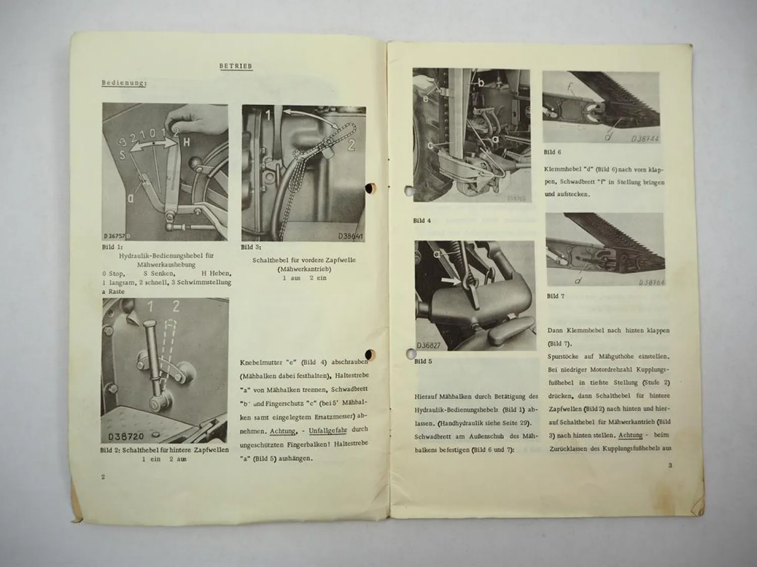 John Deere 45 Mähwerk für Schlepper 310 510 710 Betriebsanleitung 1960er Jahre