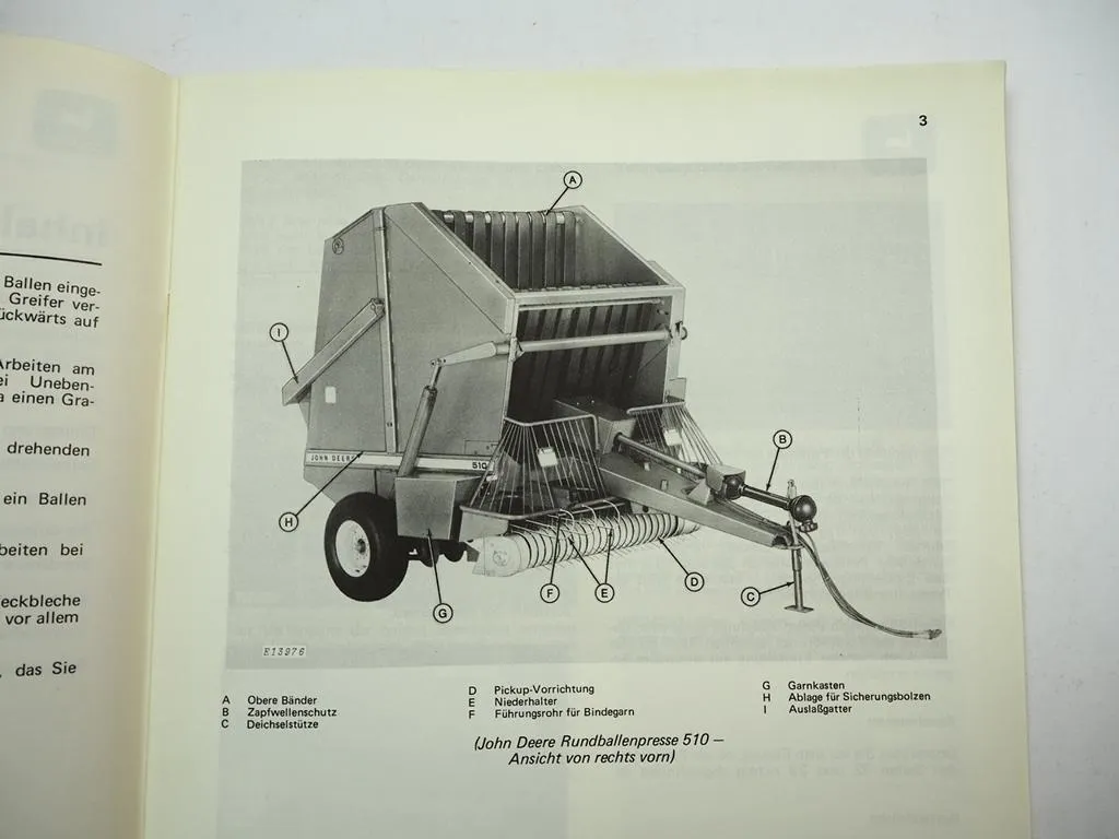 John Deere 510 Rundballenpresse Betriebsanleitung Bedienungsanleitung