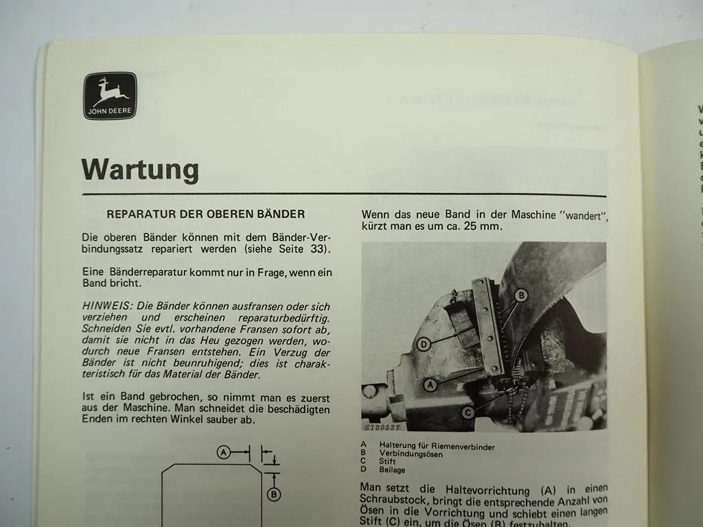 John Deere 510 Rundballenpresse Betriebsanleitung Bedienungsanleitung
