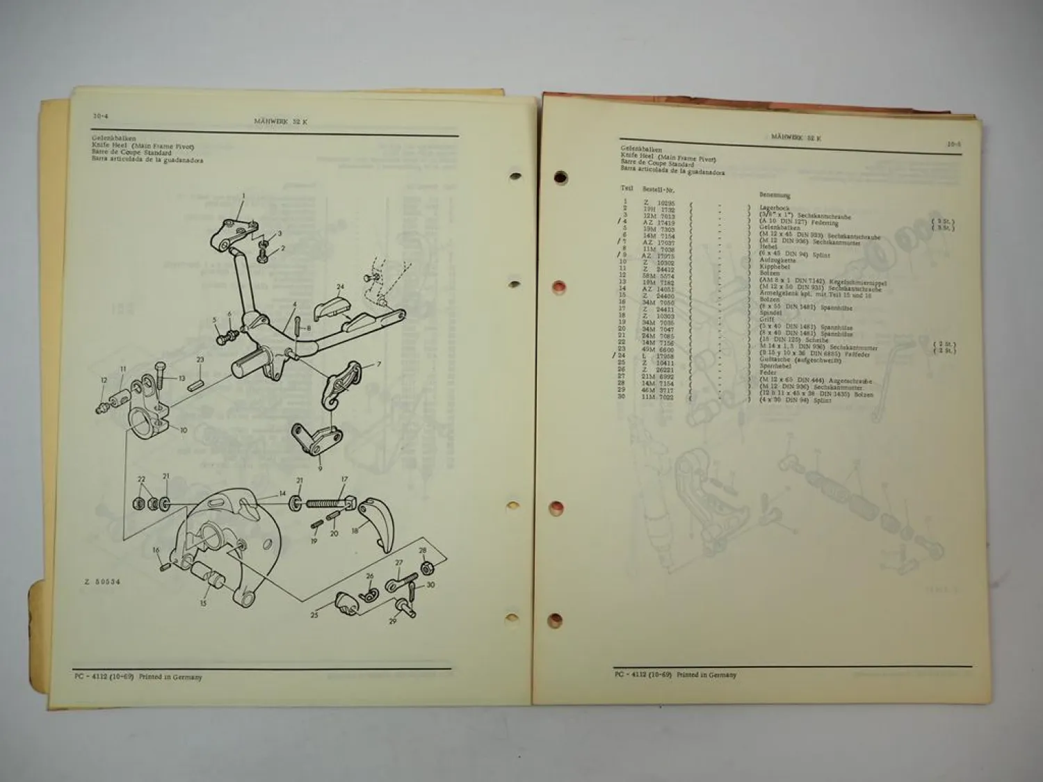 John Deere 52 53 Anbau Mähwerk für Schlepper Betriebsanleitung Ersatzteilliste