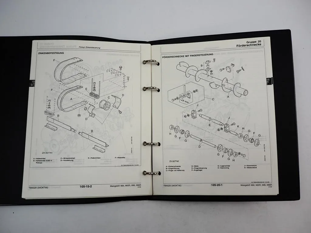 John Deere 630 645 664 665 666 R Maisgebiß Pickup Werkstatthandbuch 1995