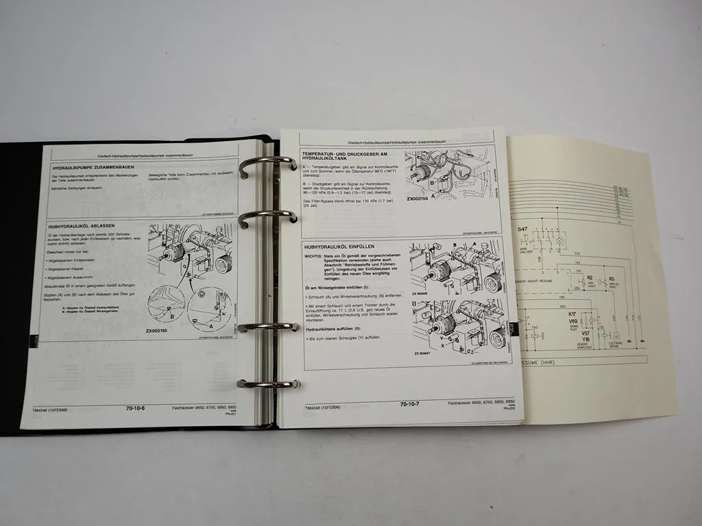 John Deere 6650 6750 6850 6950 Feldhäcksler Werkstatthandbuch Reparatur 1998
