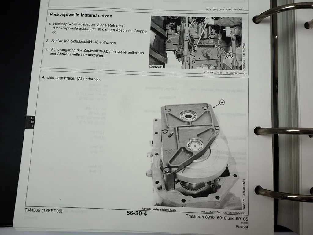 John Deere 6810 6910 6910S Traktor Werkstatthandbuch Reparaturanleitung 2000