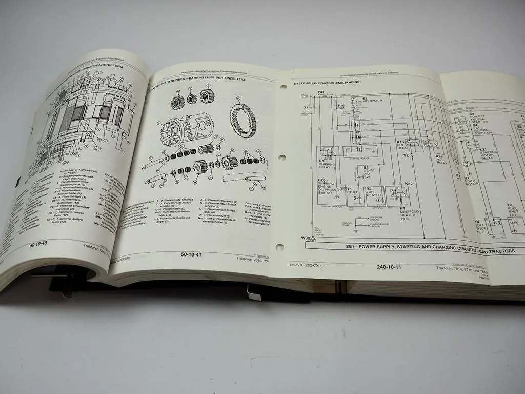 John Deere 7610 7710 7810 Reparaturanleitung & Prüfung Werkstatthandbuch 1997