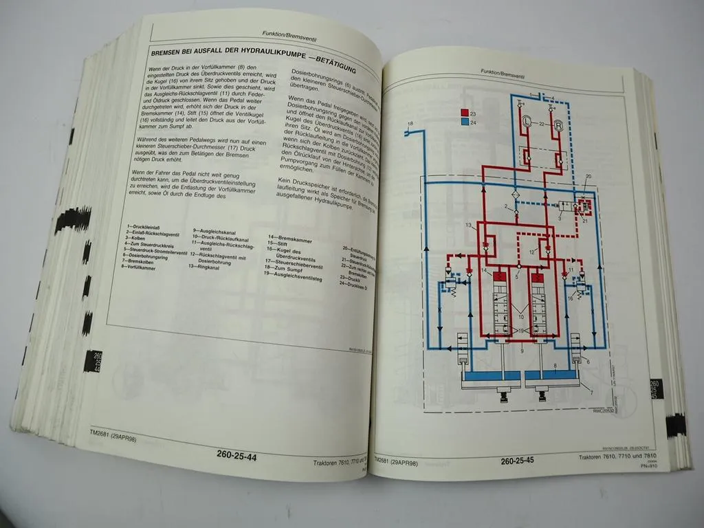 John Deere 7610 7710 7810 Reparaturanleitung & Prüfung Werkstatthandbuch 1998