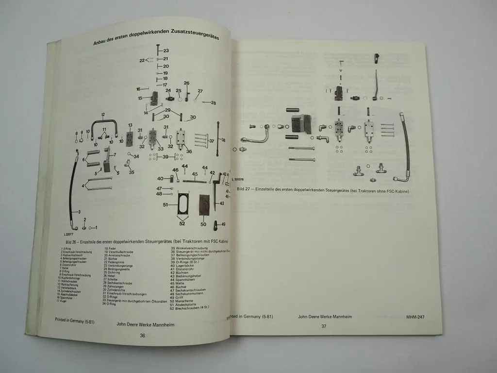John Deere 830 - 3130 840 - 3140 Anbauanleitung Zusatzsteuergeräte Schieberausf.
