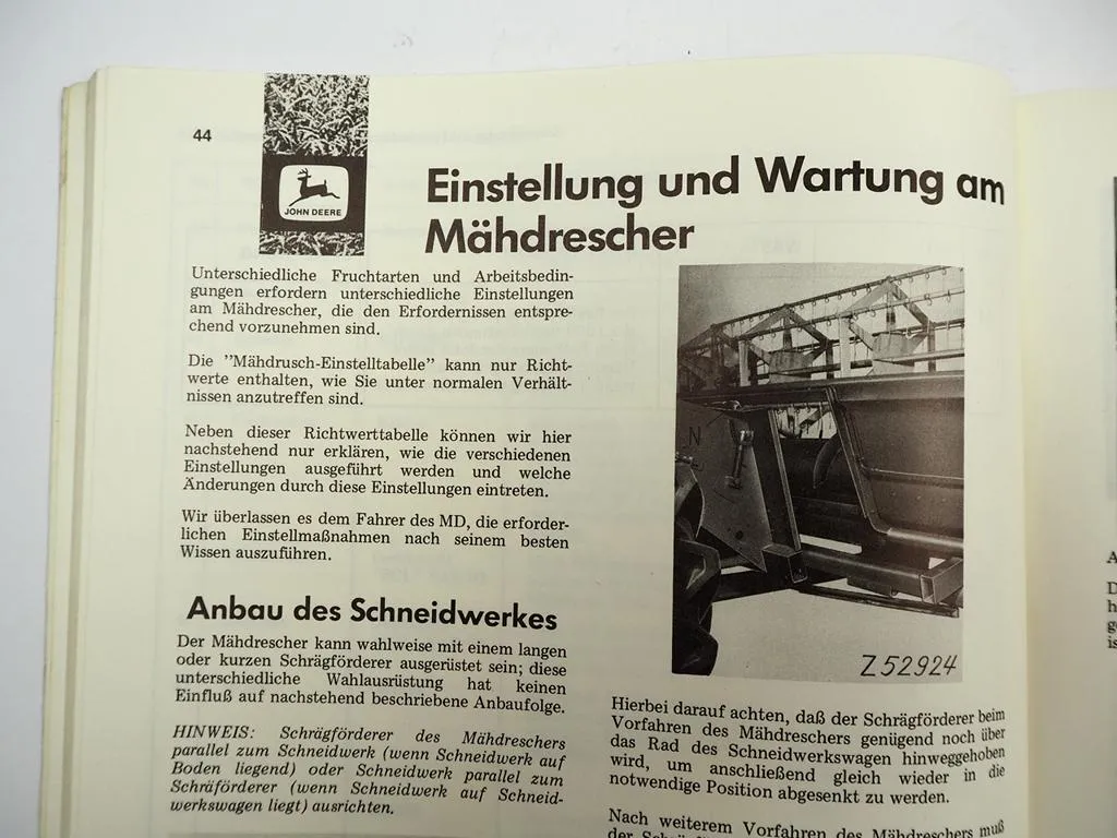 John Deere 950 960 970 Mähdrescher Betriebsanleitung Bedienungsanleitung