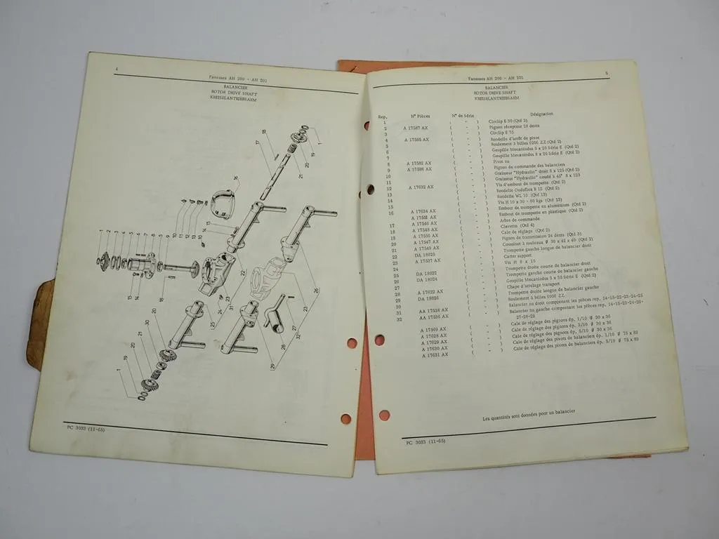 John Deere AH 200 201 Kreiselzettwender Faneuses Heliofanes Ersatzteilliste 1965