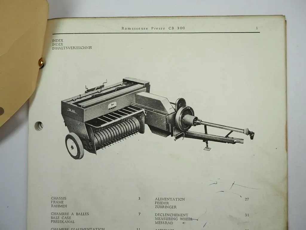 John Deere CB300 Sammelpresse Ramasseuse Presse Ersatzteilliste 1964