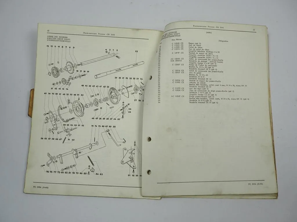 John Deere CB300 Sammelpresse Ramasseuse Presse Ersatzteilliste 1964