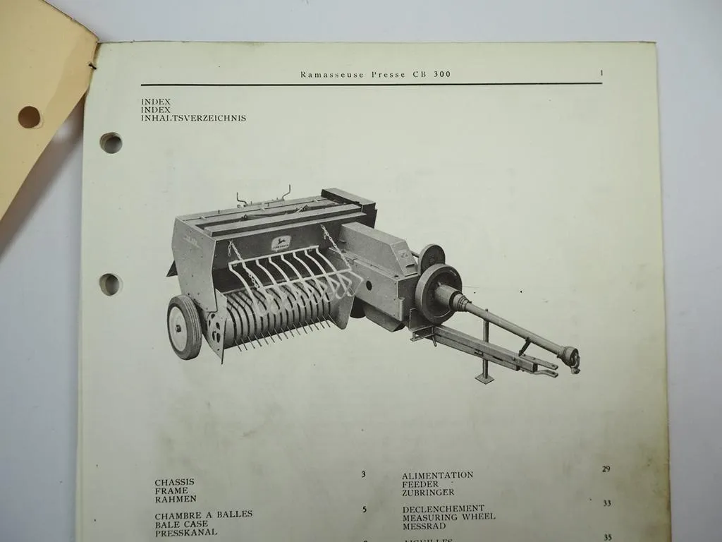 John Deere CB300 Sammelpresse Ramasseuse Presse Ersatzteilliste 1966