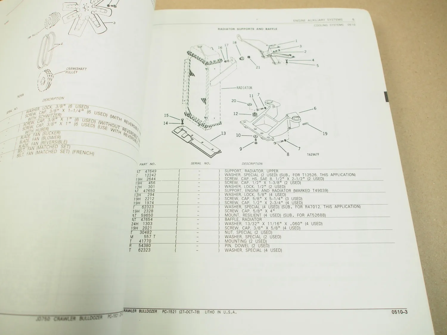 John Deere JD750 Crawler Bulldozer Parts List Ersatzteilliste in engl 7/1978