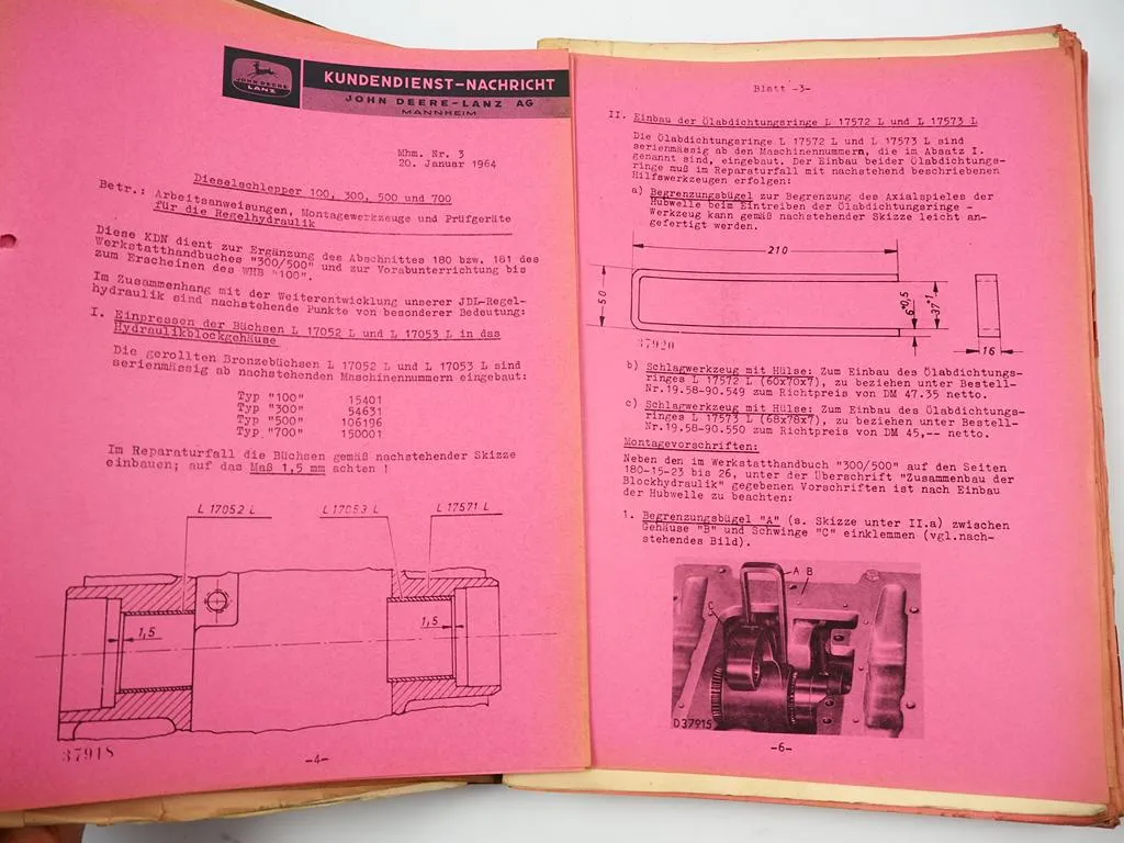 John Deere Lanz 100 300 500 700 Schlepper Kundendienst Nachrichten 1960 - 1964