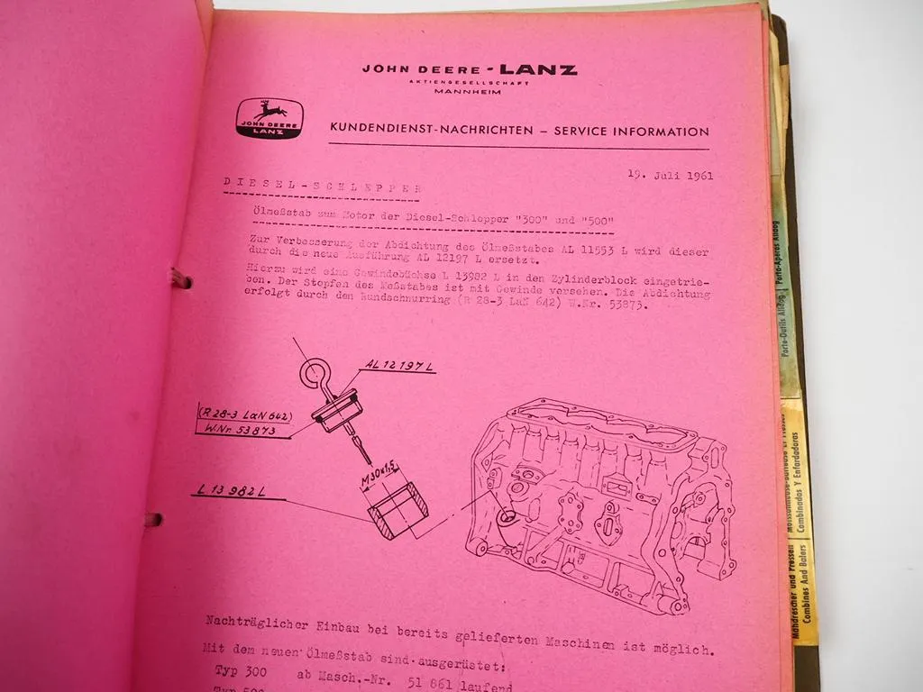 John Deere Lanz 100 300 500 700 Schlepper Kundendienst Nachrichten 1960 - 1964