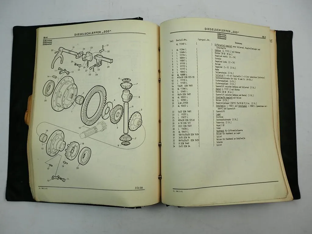 John Deere Lanz 500 Schlepper Ersatzteilliste Ersatzteilkatalog 1961